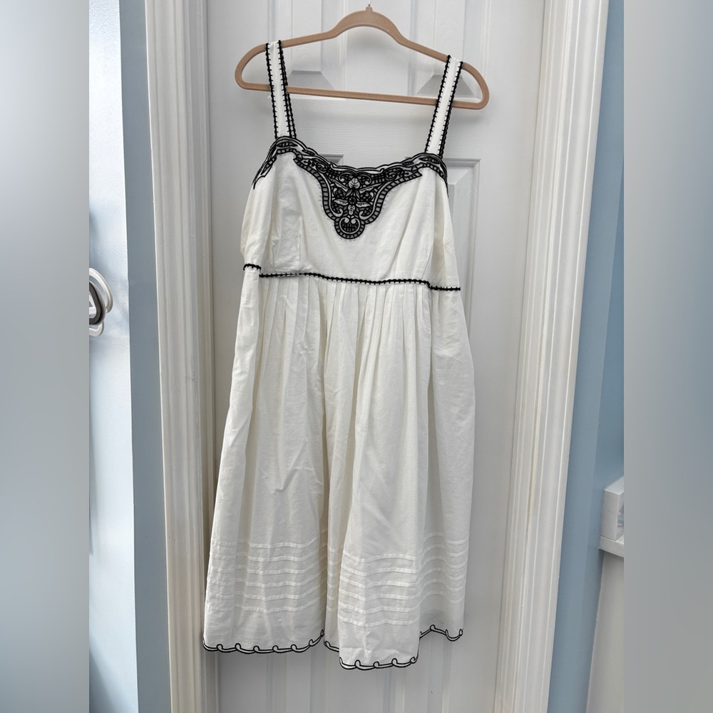 White and black midi dress